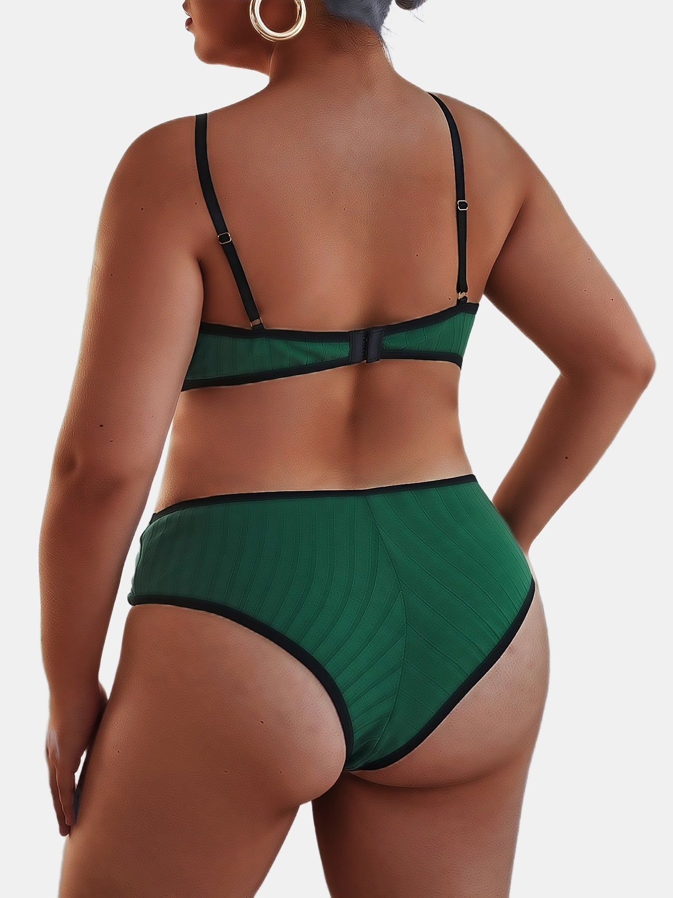 Solid Ribbed Bra & Panty Lingerie Set