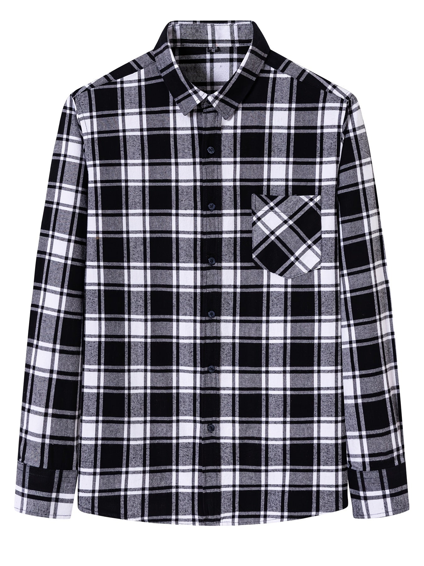 Men's Flannel Plaid Long Sleeve Shirt with Pockets