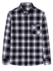Men's Flannel Plaid Long Sleeve Shirt with Pockets