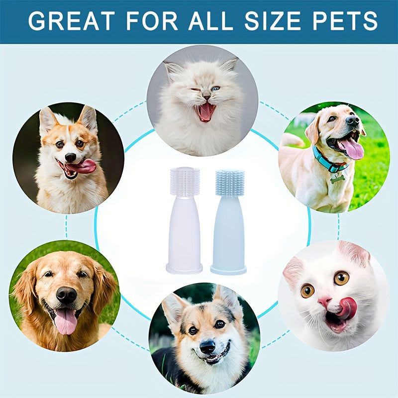 2pcs Soft Silicone Dog Finger Toothbrush With Storage Box for Dental Care