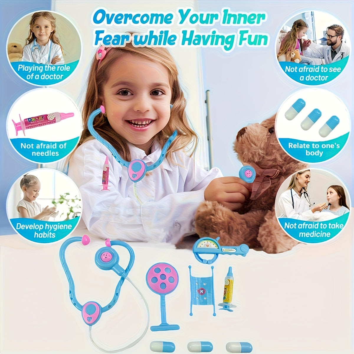 Medical Kit Doctor Boy and Girl Toy Pretend Play Travel Case