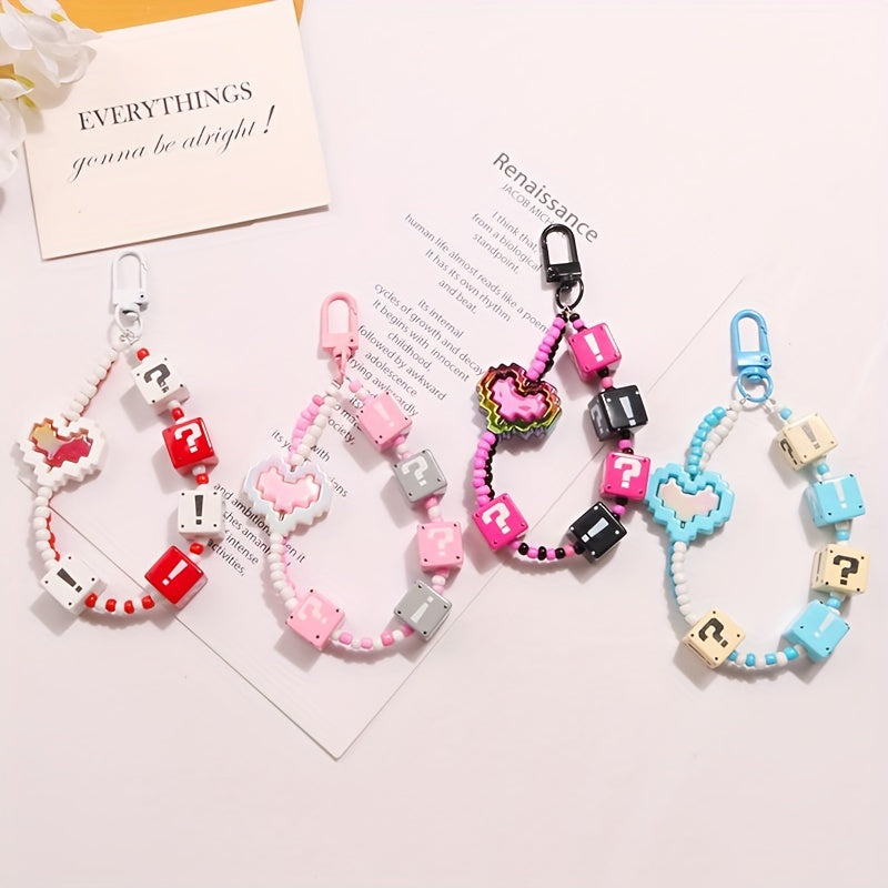 Heart Keychain Bead Lanyard Phone Case Cord
