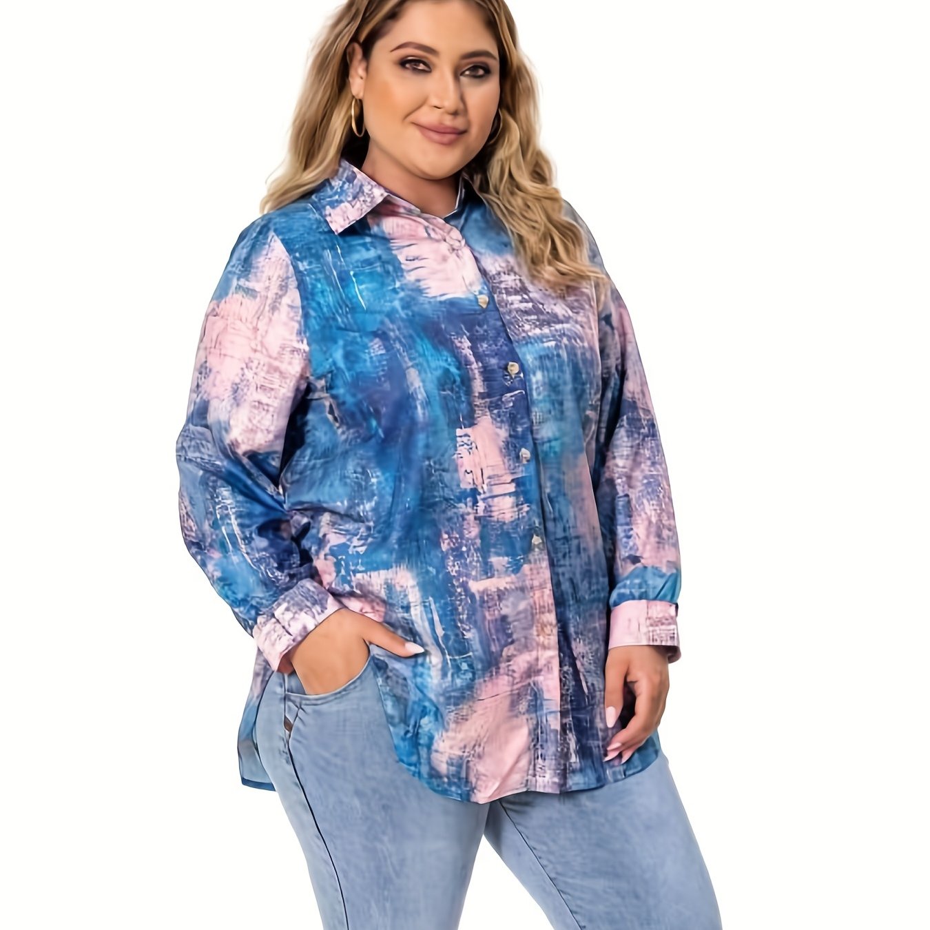 Tie Dye Long Sleeve Button Up Shirt