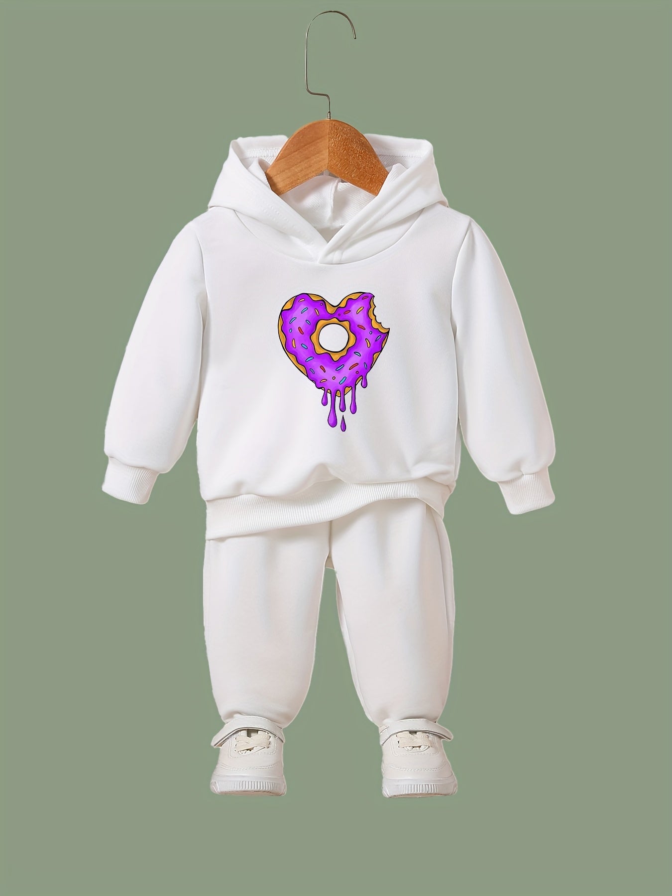 Donut Heart Pattern 2pcs Activewear Sets Girls Sports Outfits