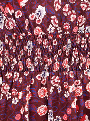 Floral Print Long Sleeve V Neck Waist Dress