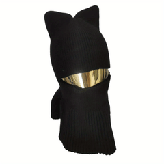 Cat Ears Knitted Hoodie Hat Balaclava Unisex Cartoon Ski Mask