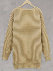 Casual Cardigan Solid Cable Open Front Long Sleeve Stretch Knit