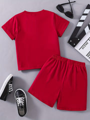 2pcs Toddler Boys Letter YORK Graphic T Shirts & Shorts Set Kids Summer Clothes