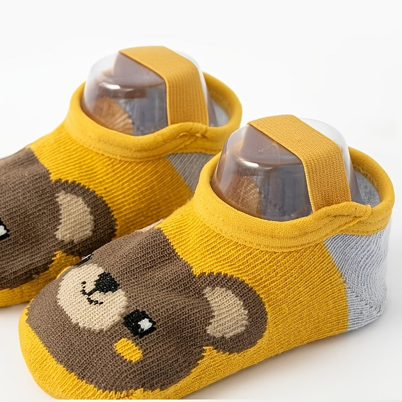3 Pairs Baby Girls Cartoon Animal Floor Socks Anti-skid Breathable Comfy Socks