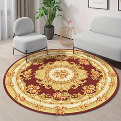 Retro Flowers Large Area Circular Carpet