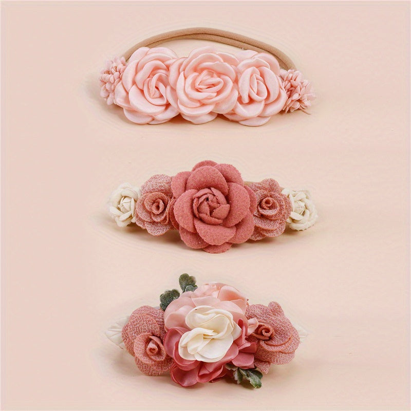 3 Pcs Cute Flower Hairbands for Baby Girls Infants Toddlers
