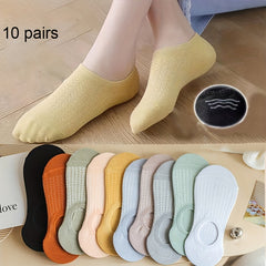 10 Pairs Women's Ankle Socks Solid Color Lightweight Stocking