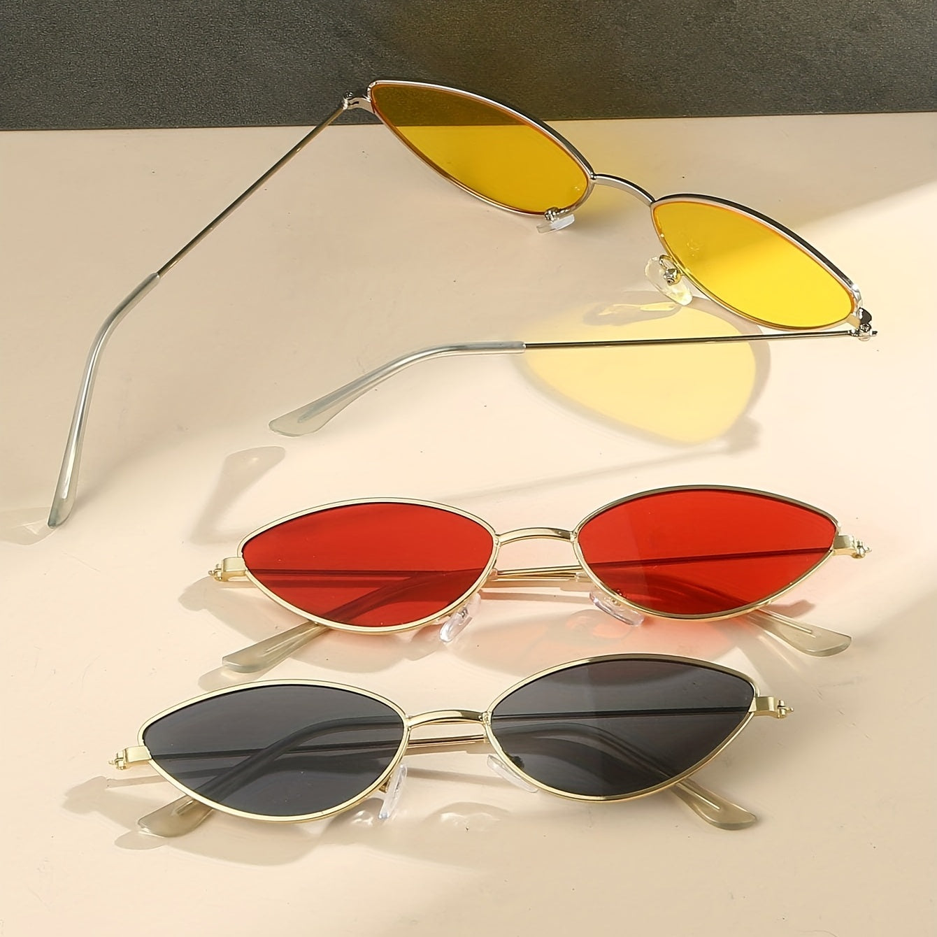3 Pairs Retro Oval Sunglasses Metal Frame Summer Sun Shades Men Women