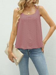 Eyelet Double Spaghetti Strap Cami Top for Summer