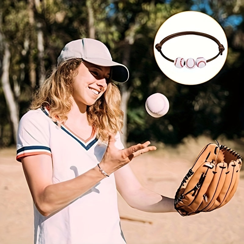 12 Pack Baseball Bracelets Ball Beads Braid Charms For Sports Birthday Parties