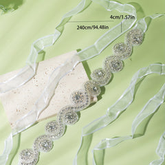 Rhinestone Mesh Ribbon Belt Bridal Wedding Belt