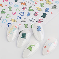 Cute Cartoon Nail Art Stickers Dinosaur Pig Dog Designs