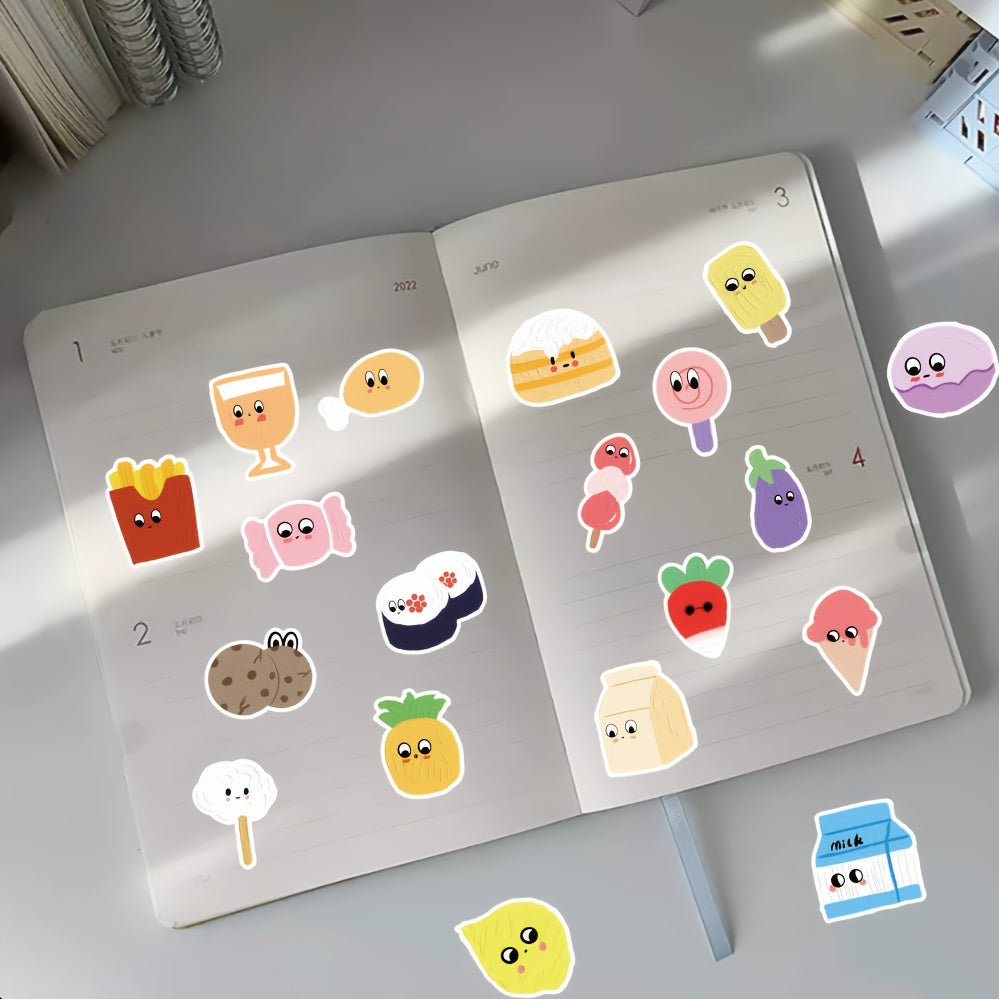 50pcs Cream Style Food Graffiti Stickers for Laptop Helmet Water Cup