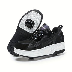 Girl's Breathable Roller Shoes Detachable Wheel Skate Sneakers