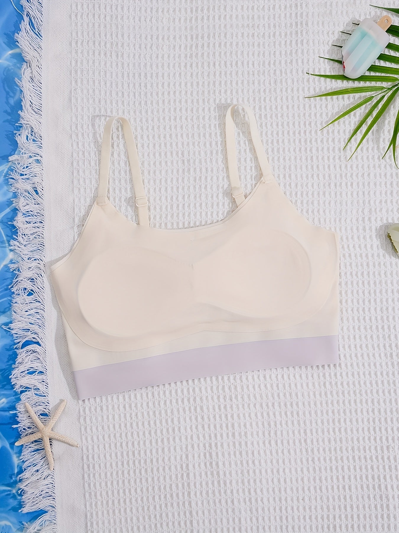 Seamless Girl Underwear Set: Fixed Cup, Matching Small Strap