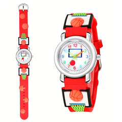 3D Embossed Children's Watch Basketball Pattern Sports Watch