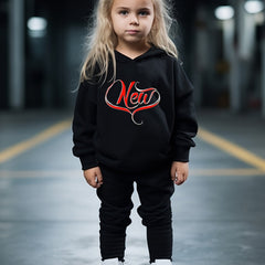 Heart Graphic Hooded Pullover Pants Set for Girls Boys
