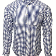 Plaid Print Men's Casual Button Up Shirt With Chest Pocket