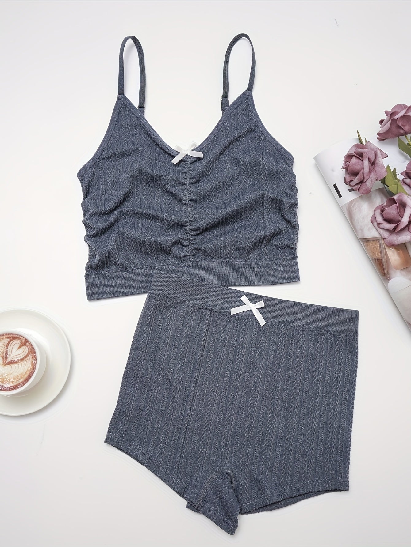 Bow Tie Cami Top & Shorts Pajama Set