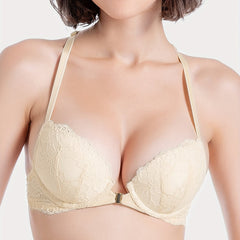 Lace Plunge Push Up Bra Front Buckle Women's Lingerie