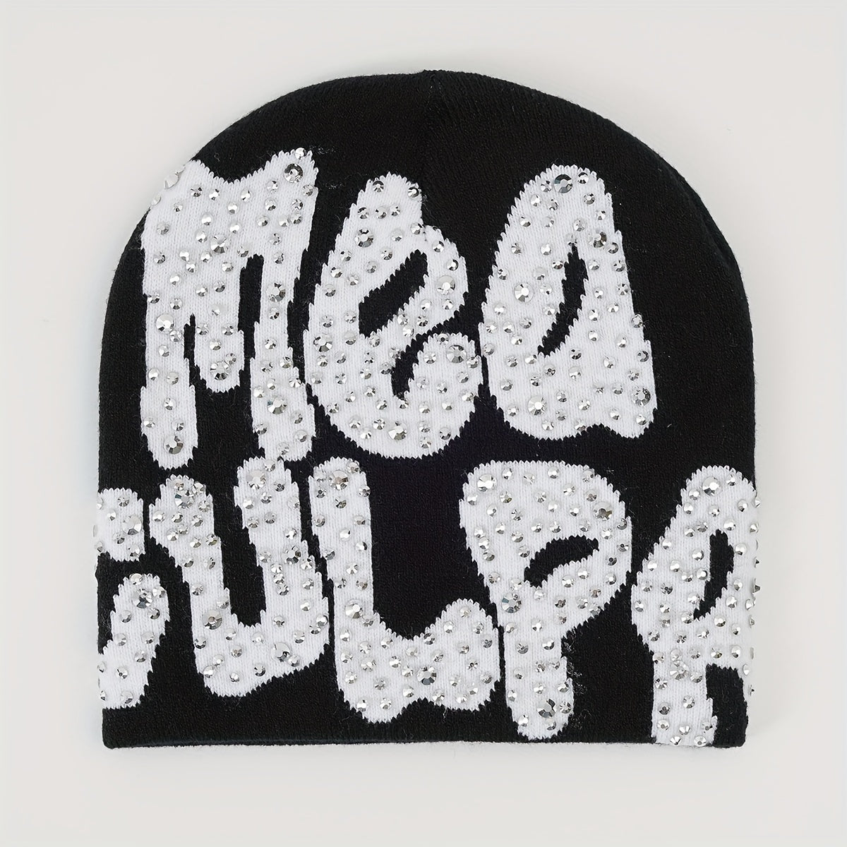 Y2K Rhinestone Decor Candy Skull Cap Hip Hop Knit Hat