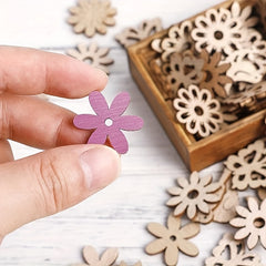 50pcs Wooden Hollow Out Wood Bird Butterfly Flowers Slices for DIY Craft Making