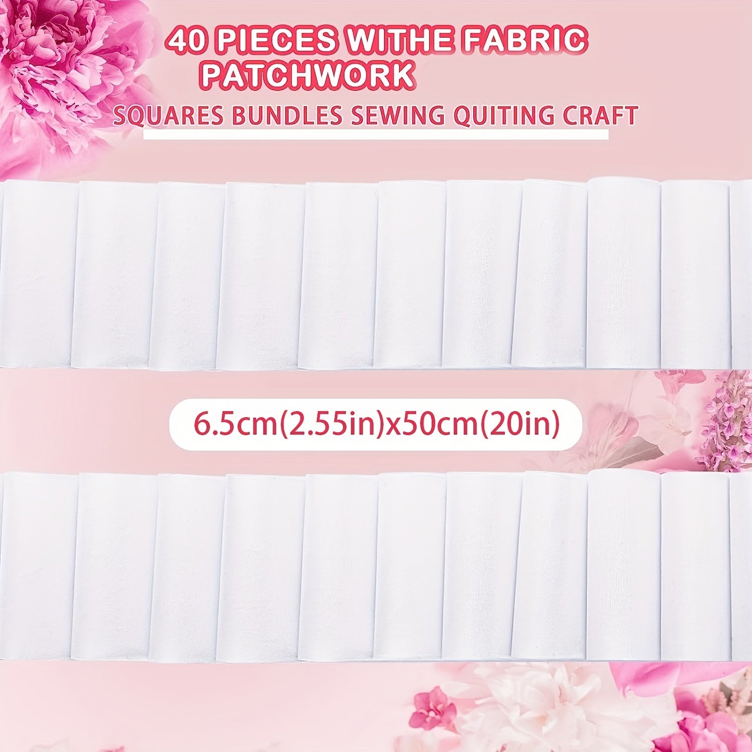 40pcs Jelly Fabric Patch Roll Quilting Strips for Sewing DIY Crafts