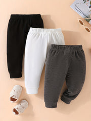 Toddler Baby Waffle Tricolor Pants Set Leggings Seamless Harem Style Ribbed Knit
