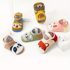 Baby Girls Cotton Non-slip Floor Socks Shoes Cartoon Animal Pattern