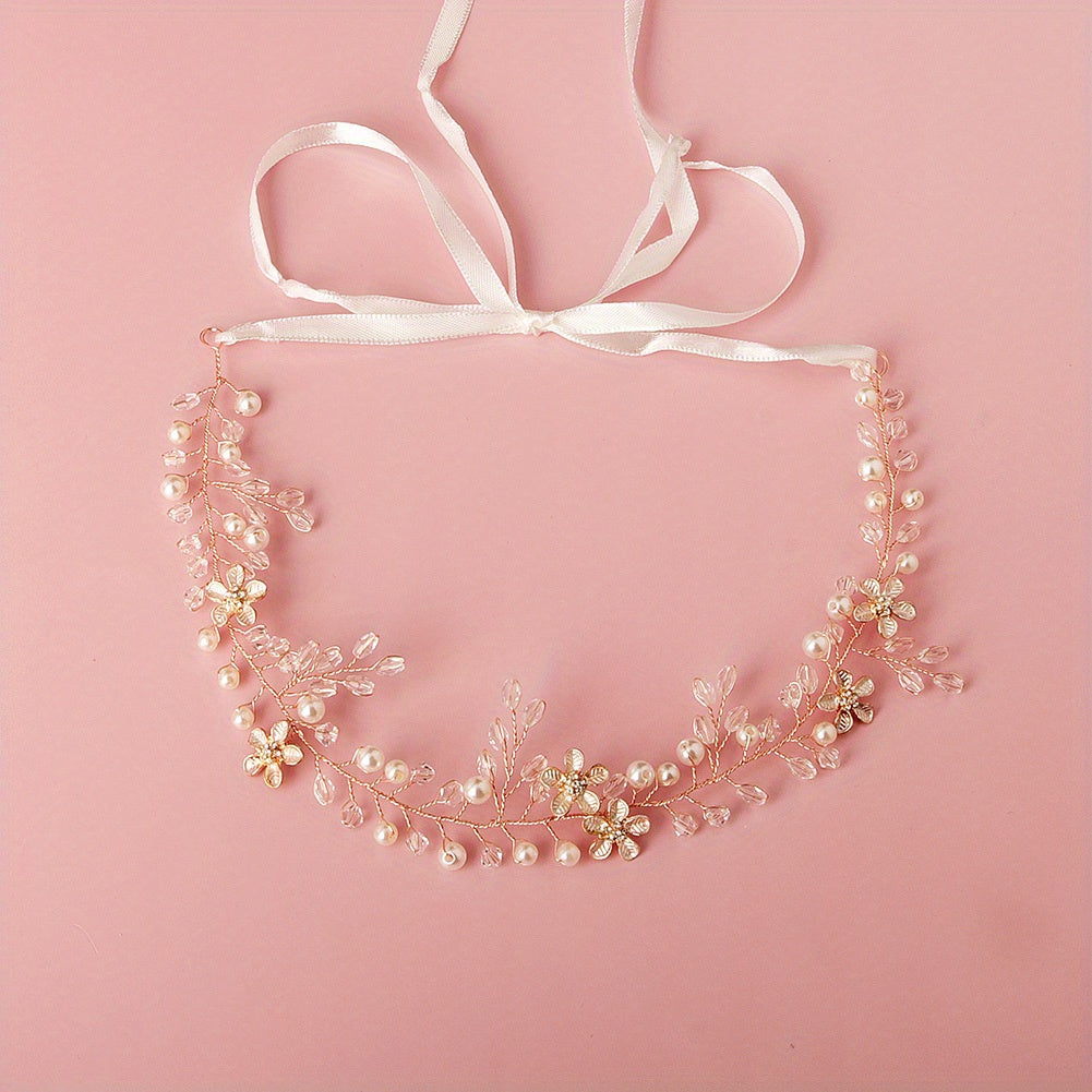 Flower Charm Hairband Rhinestone & Crystal Headband Bridal Wedding Accessory