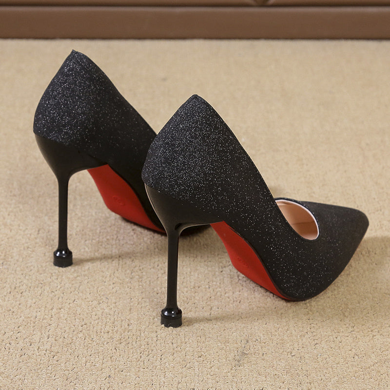 Glitter Pointed Toe High Heels Stiletto Bridesmaid Pumps