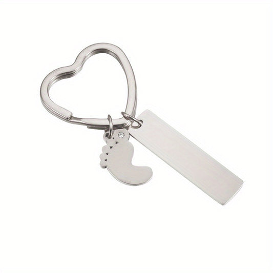 Personalized Stainless Steel Key Chain with Foot Bar Pendant