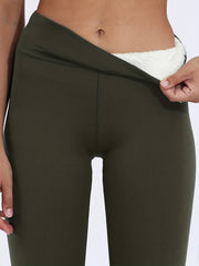 Warm Plush Lined Leggings High Waist Stretchy Long Length Women's Clothing