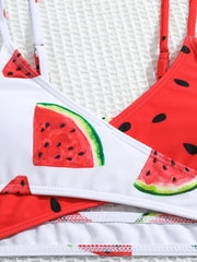 Girl's Watermelon Swimsuit 3pcs Bikini Set & Skirt