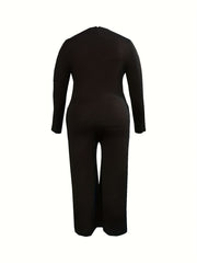 Solid Long Sleeve Wide Leg Jumpsuit