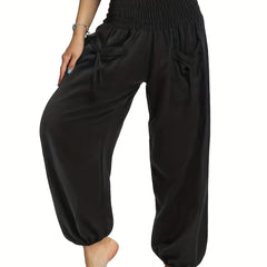 Shirred Waist High Rise Carrot Pants