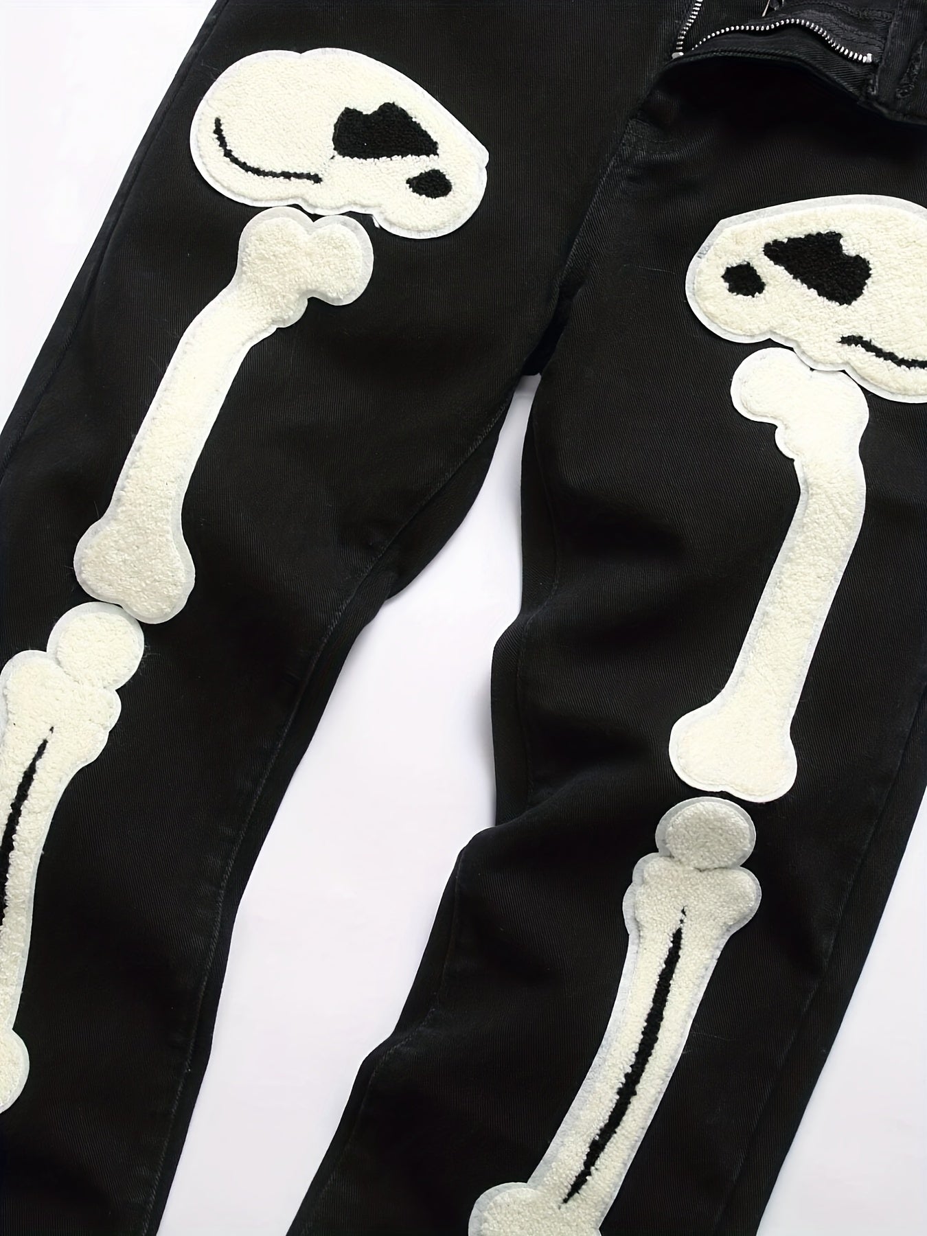 Slim Fit Skeleton Pattern Jeans Mens Casual Street Style