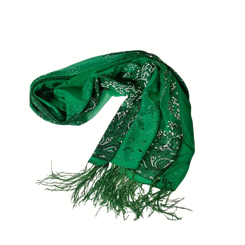 Vintage Paisley Print Scarf Tassel Shawl Hijab Head Wrap