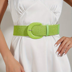Wide Straw Belt Bohemian Braided Waist Y2K Elastic Dress Girdle