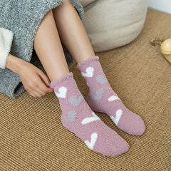 3 Pairs Women's Heart Pattern Fuzzy Socks Funny Colorful Plush Fluffy