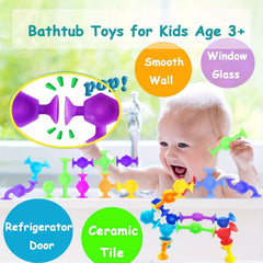 Suction Bath Toy Silicone Construction Blocks for Kids with Egg Storage