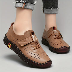 Women's Hollow Out Flat Sneakers Low Top Hook & Loop Shoes