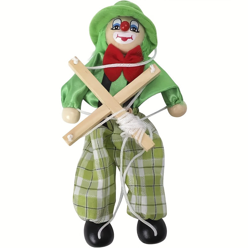 Vintage Wooden Clown Puppet Toy
