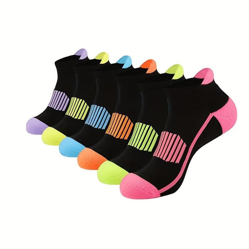 AceFine 6 Pairs Colorblock Ankle Socks for Women