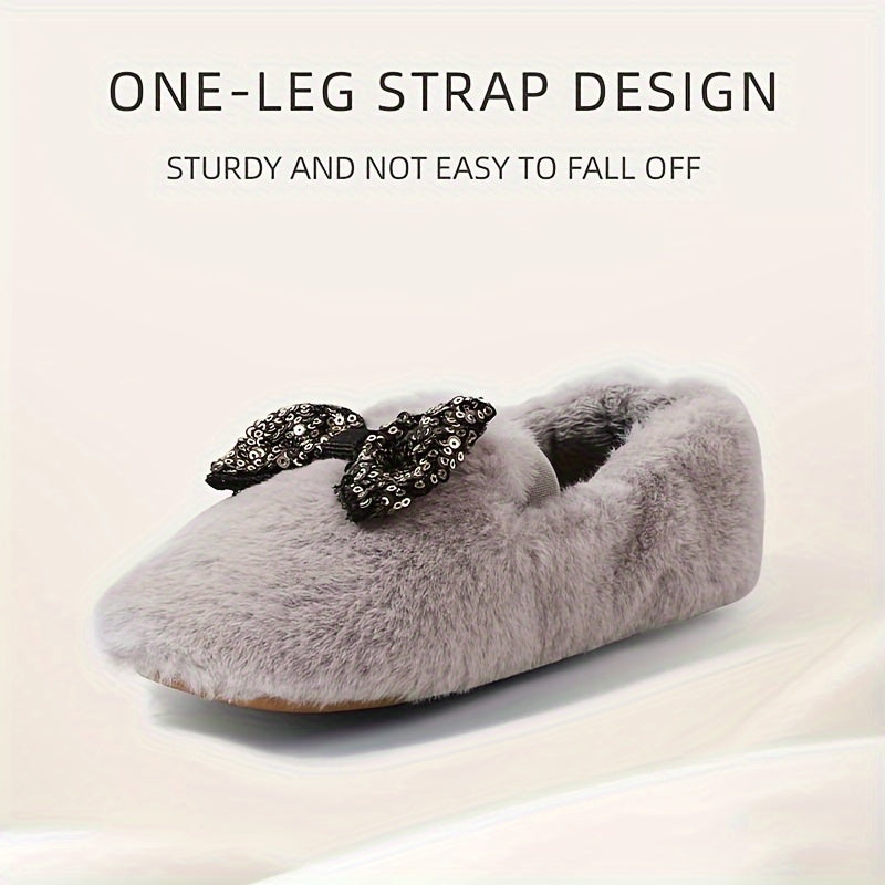 TARANIS Furry Slip On Walking Shoes For Girls Soft Warm Flat Shoes